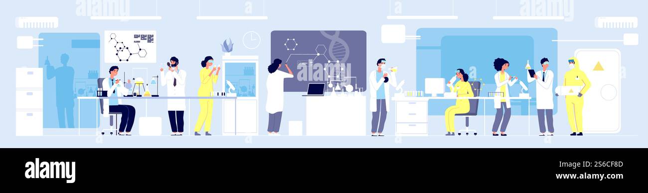 Science researching lab. Professional scientists chemical researchers ...