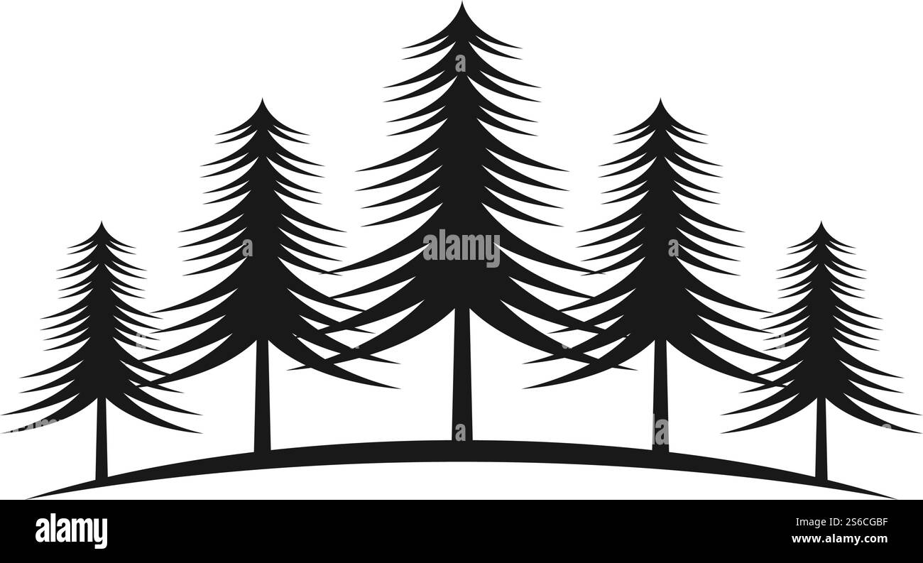 Cedar tree illustration Black and White Stock Photos & Images - Alamy