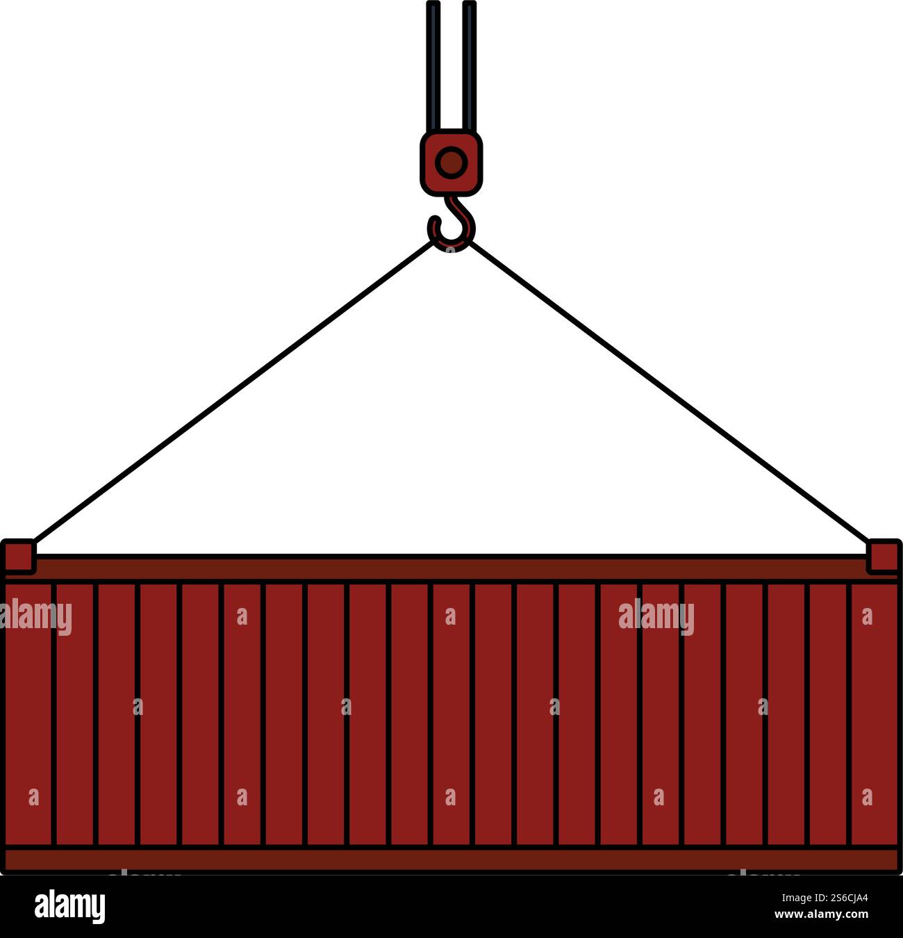 Crane Hook Lifting Container. Editable Outline With Color Fill Design. Vector Illustration. Stock Vector