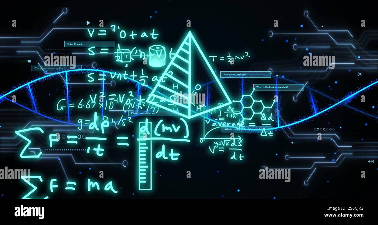 Image of dna strand over mathematical equations and figures Stock Photo ...