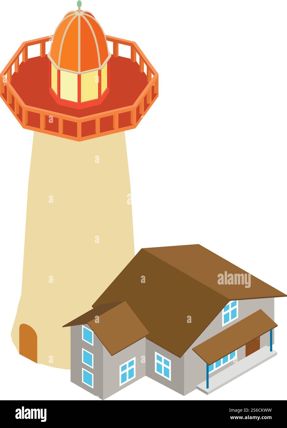 High lighthouse icon. Isometric illustration of high lighthouse vector icon for web. High lighthouse icon, isometric style Stock Vector