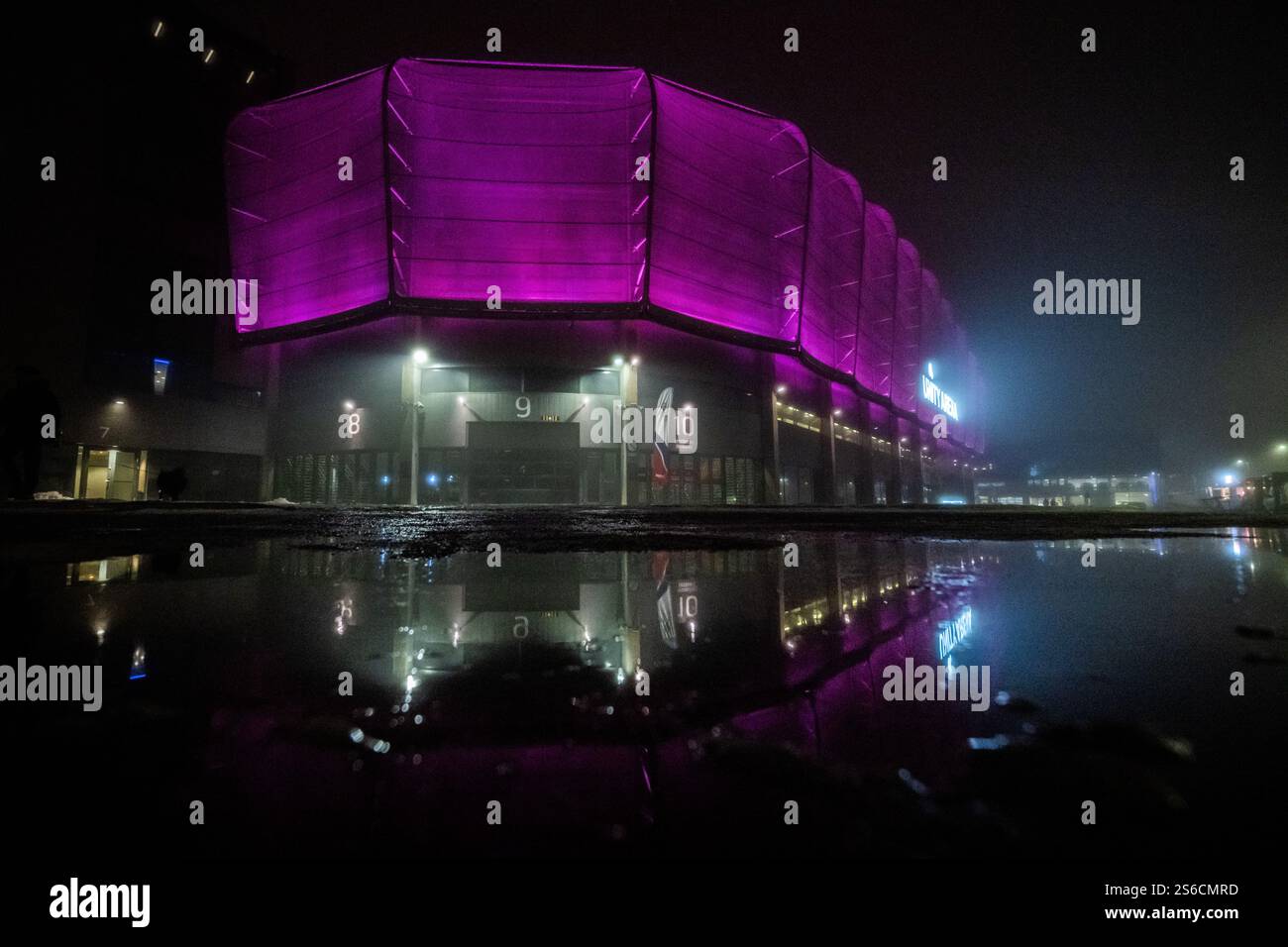 250116 Exterior view of Unity Arena ahead of the 2025 IHF World Men's