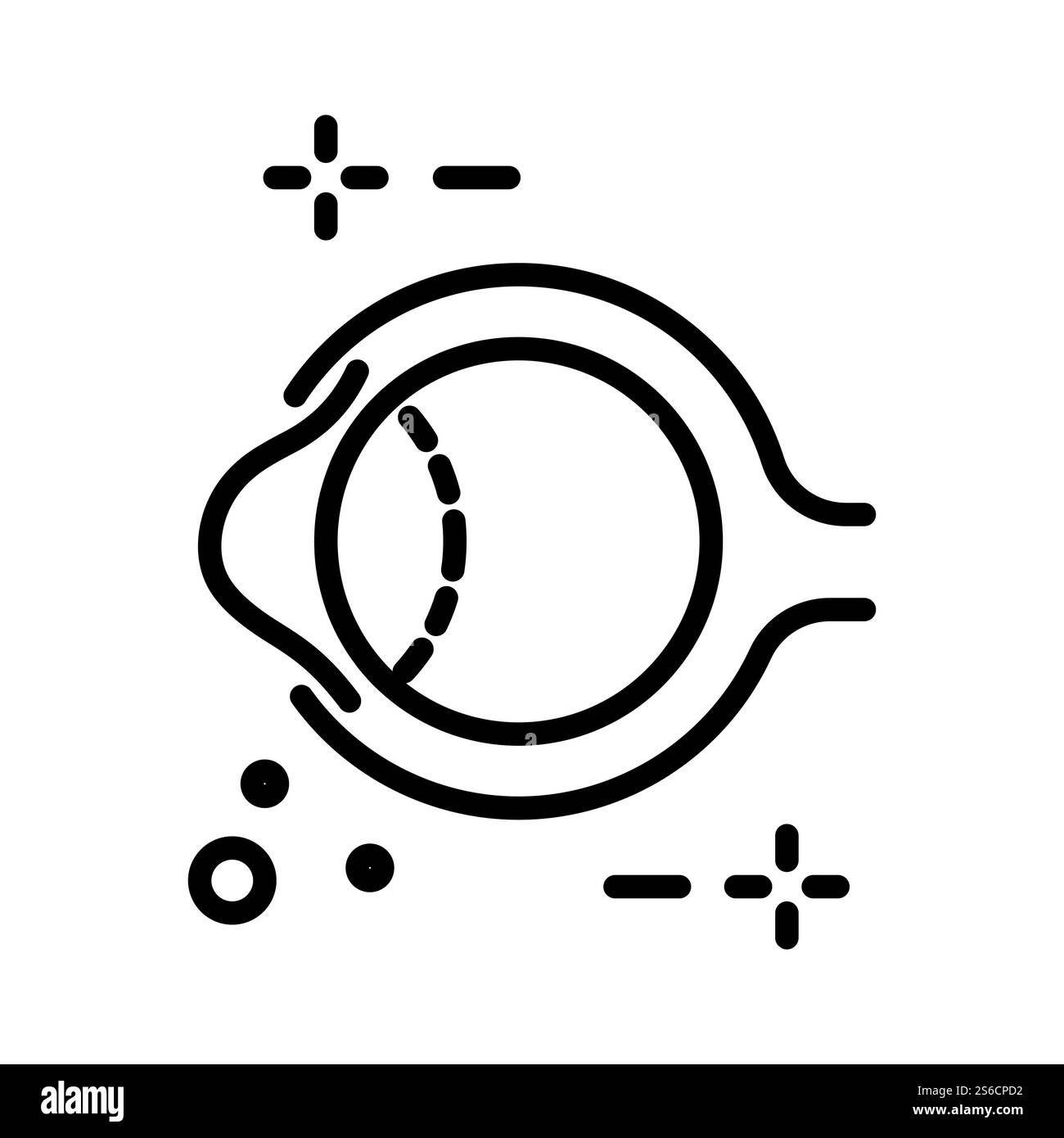 Human eyeball structure, eye anatomy cross section, medicine and biology, isolated linear icon. Ophthalmological clinic, ophthalmology and healthcare. Sight or vision medical correction outline symbol. Eye anatomy and human eyeball structure isolated line icon Stock Vector