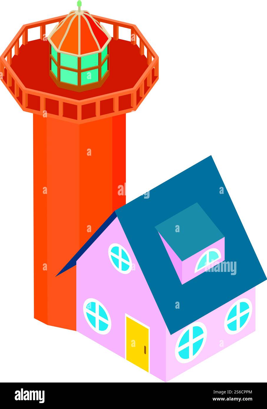 Coast lighthouse icon. Isometric illustration of coast lighthouse vector icon for web. Coast lighthouse icon, isometric style Stock Vector