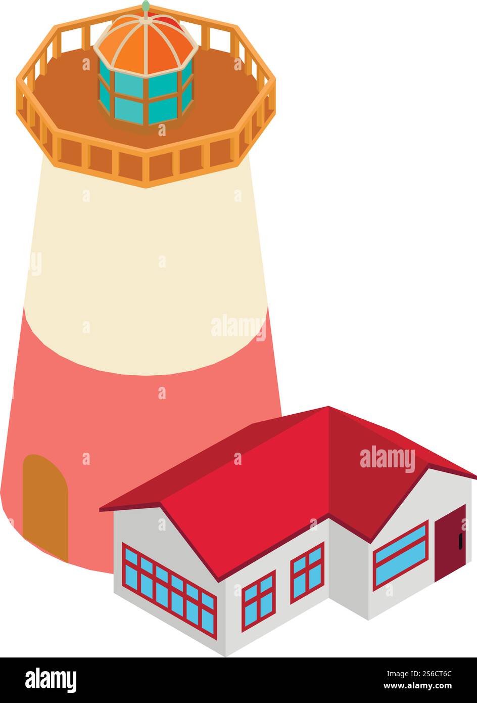 Huge lighthouse icon. Isometric illustration of huge lighthouse vector icon for web. Huge lighthouse icon, isometric style Stock Vector