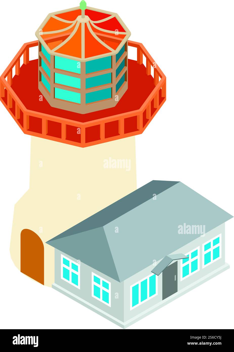Modern lighthouse icon. Isometric illustration of modern lighthouse vector icon for web. Modern lighthouse icon, isometric style Stock Vector