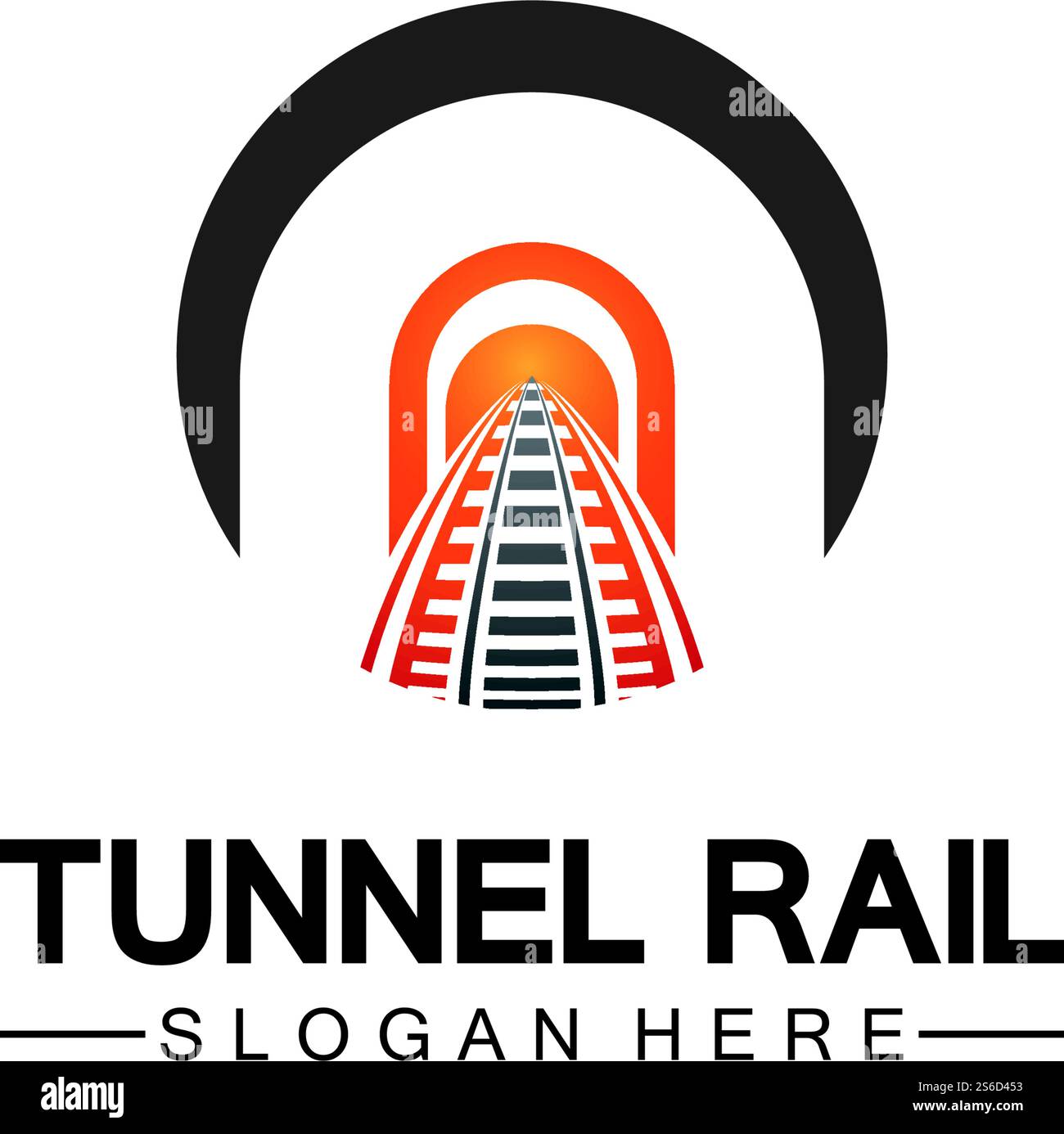 Rail with tunnel logo icon vector design template Stock Vector