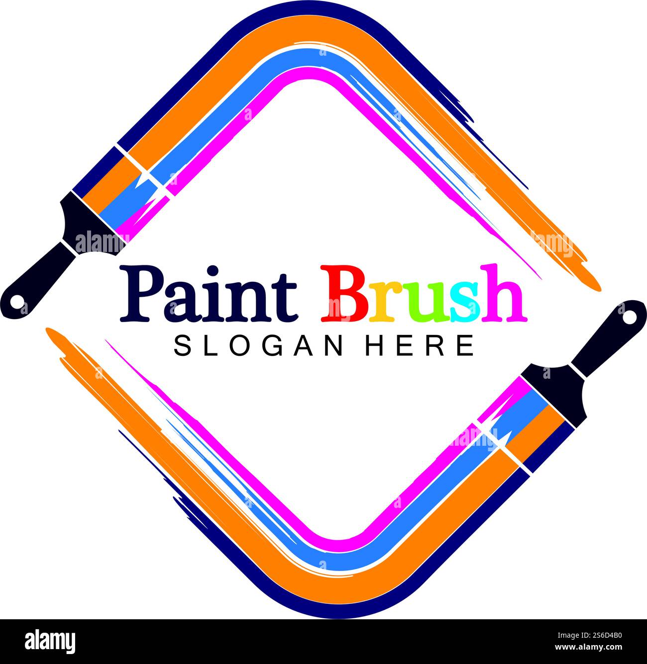Abstract vector painting brush and colorful paint splash icon, emblem ...