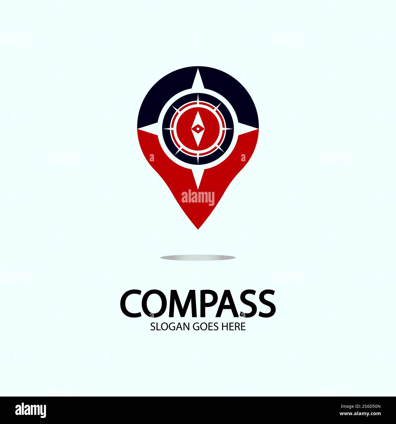 Geolocation point with compass logo illustration design concept vector Stock Vector