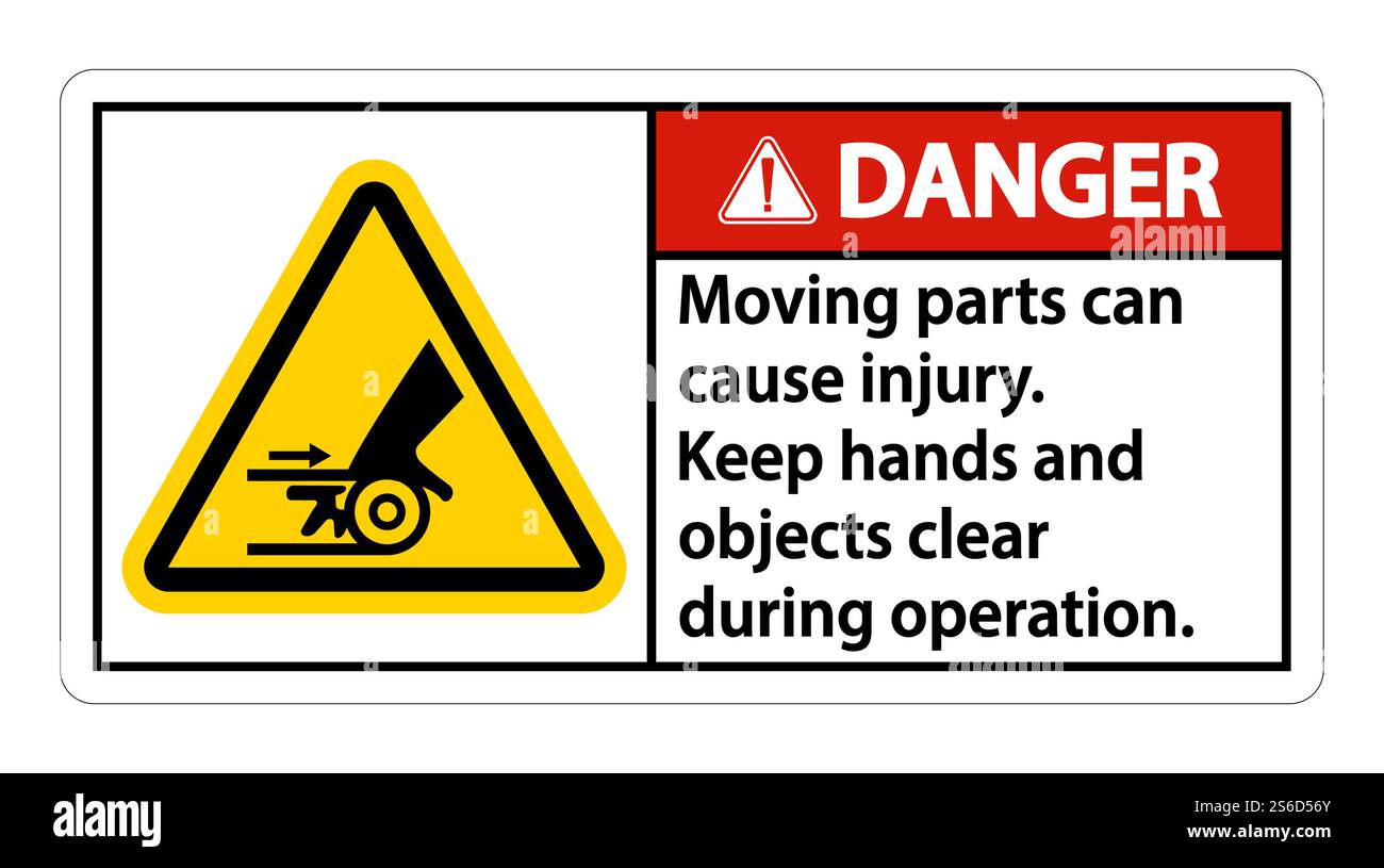 Danger Sign Injury Danger Moving parts can cause injury sign on white background Stock ...