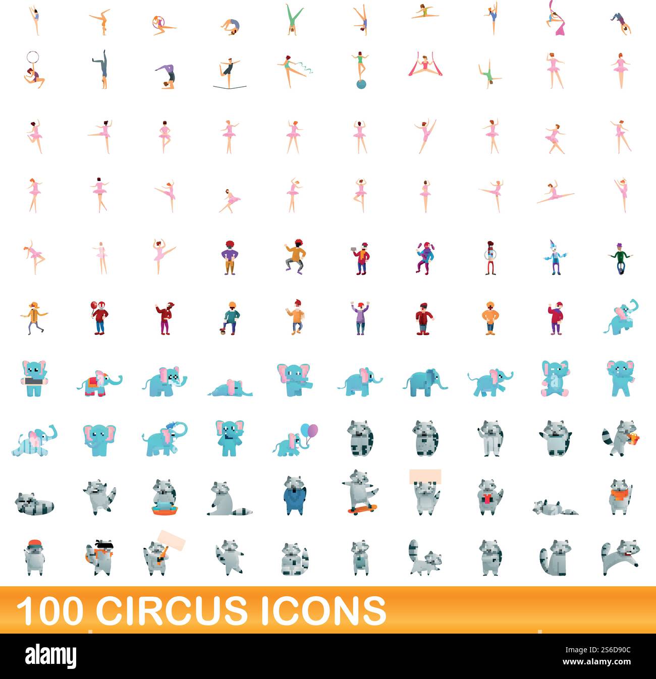 100 circus icons set. Cartoon illustration of 100 circus icons vector ...