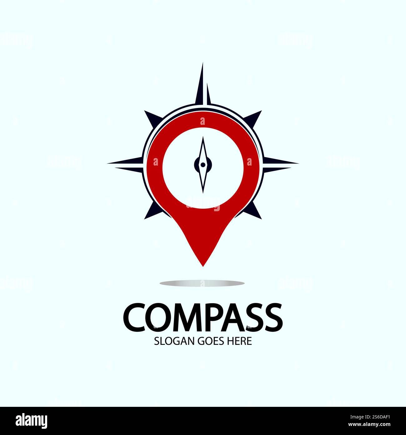 Geolocation point with compass logo illustration design concept vector Stock Vector