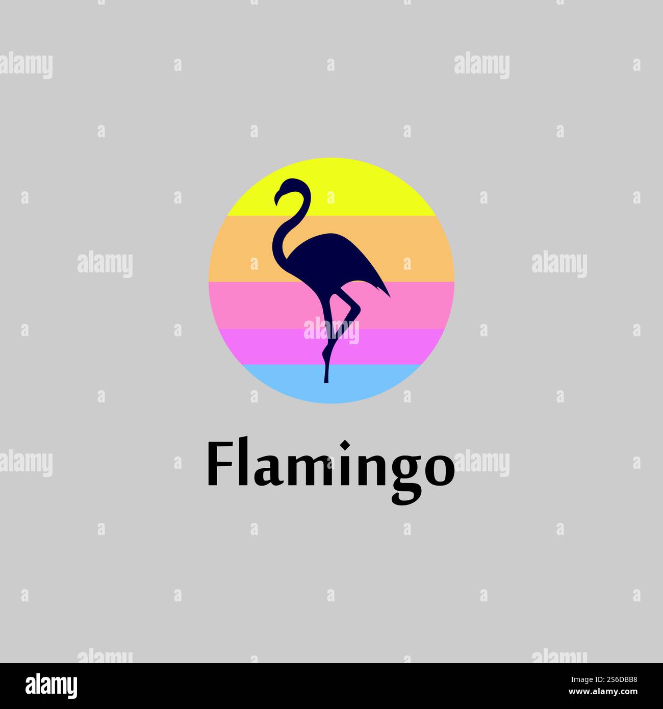 flamingo silhouette scene at sunset logo design vector Stock Vector