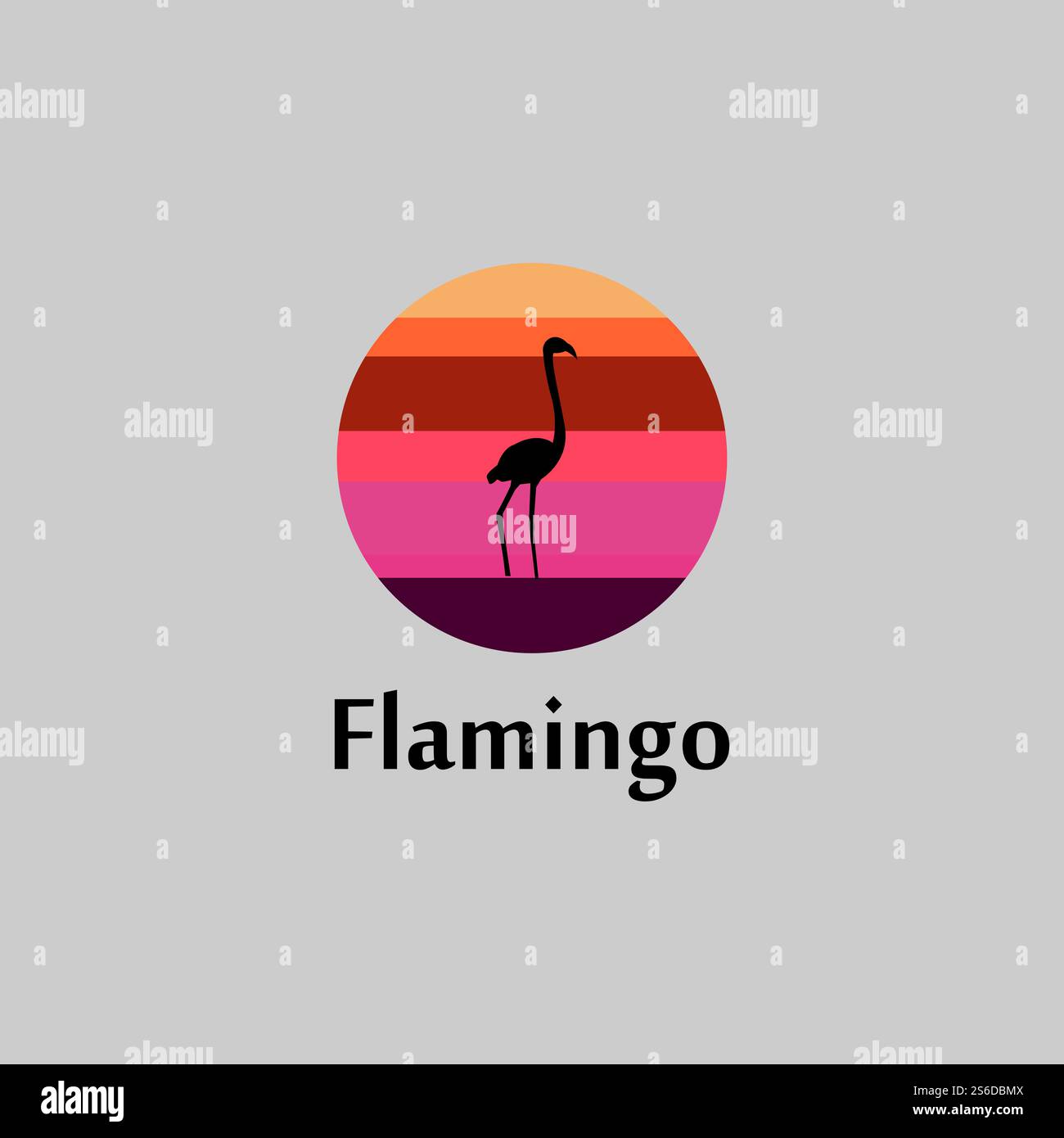 flamingo silhouette scene at sunset logo design vector Stock Vector