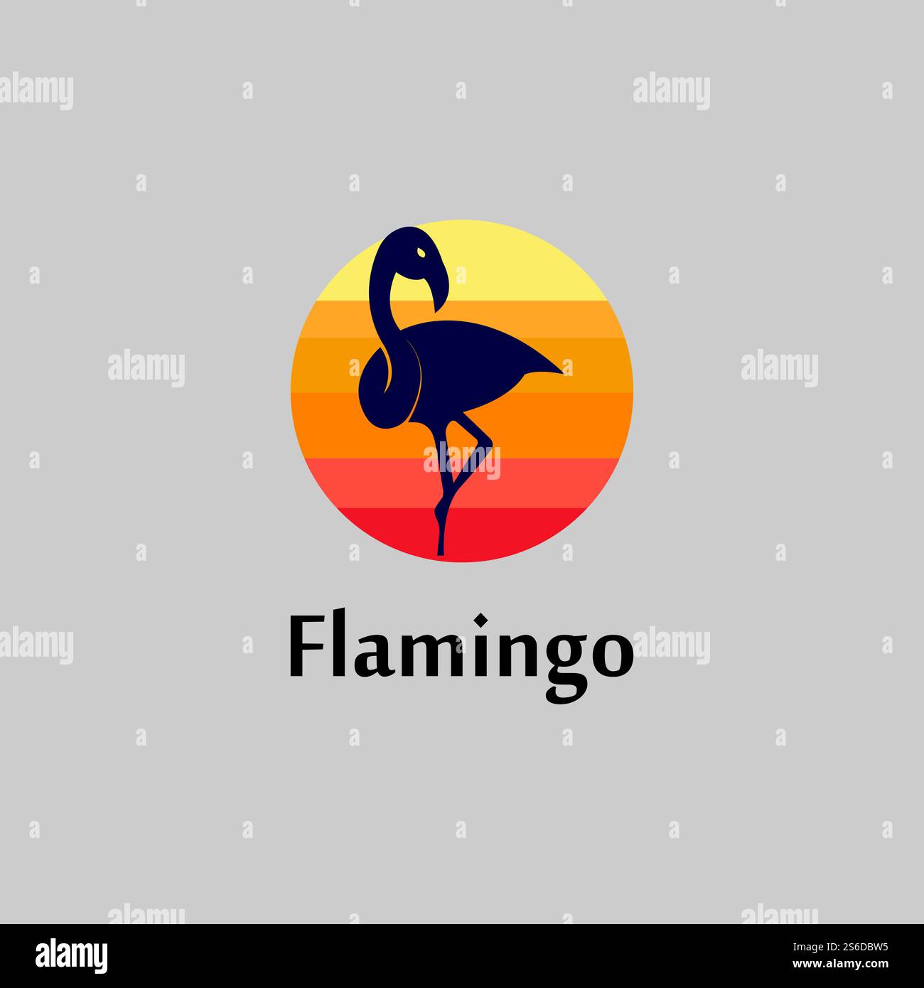 flamingo silhouette scene at sunset logo design vector Stock Vector