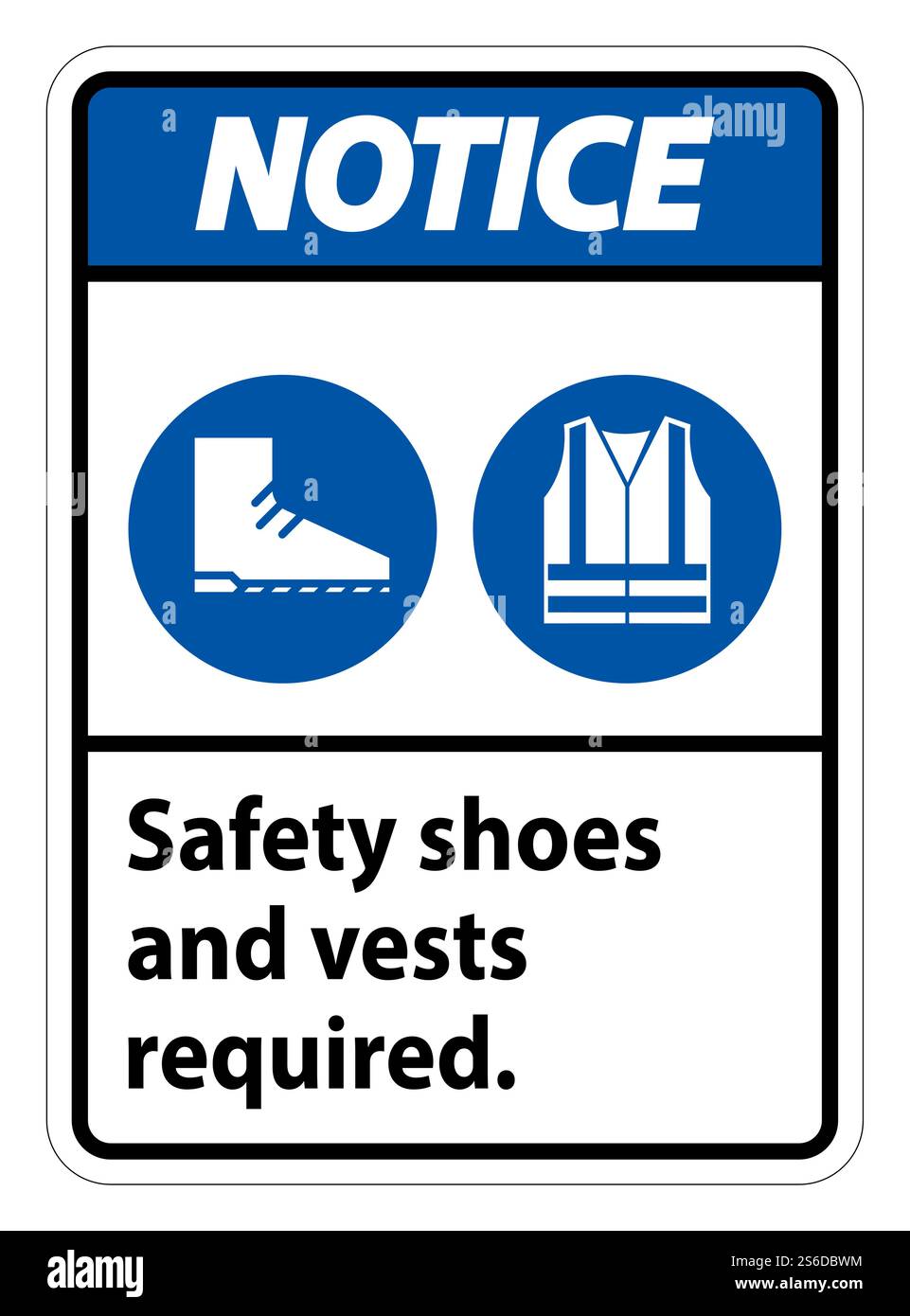 Notice Sign Safety Shoes And Vest Required With PPE Symbols on white ...