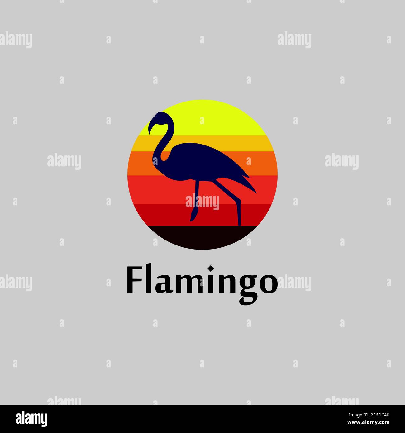 flamingo silhouette scene at sunset logo design vector Stock Vector
