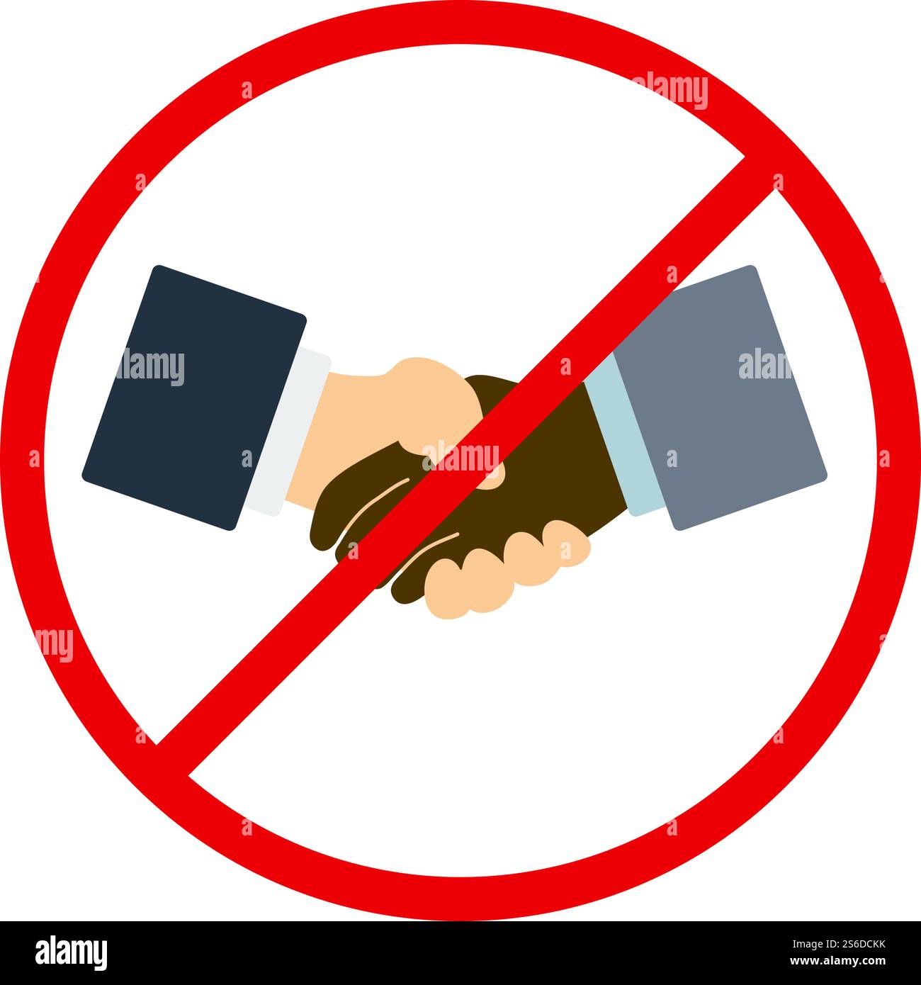 No Hand Shake Icon. Flat Color Design. Vector Illustration. Stock Vector