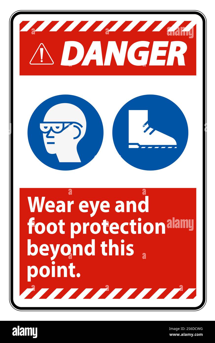 Safety Sign Risk Foot Danger Sign Wear Eye And Foot Protection Beyond This Point With PPE ...