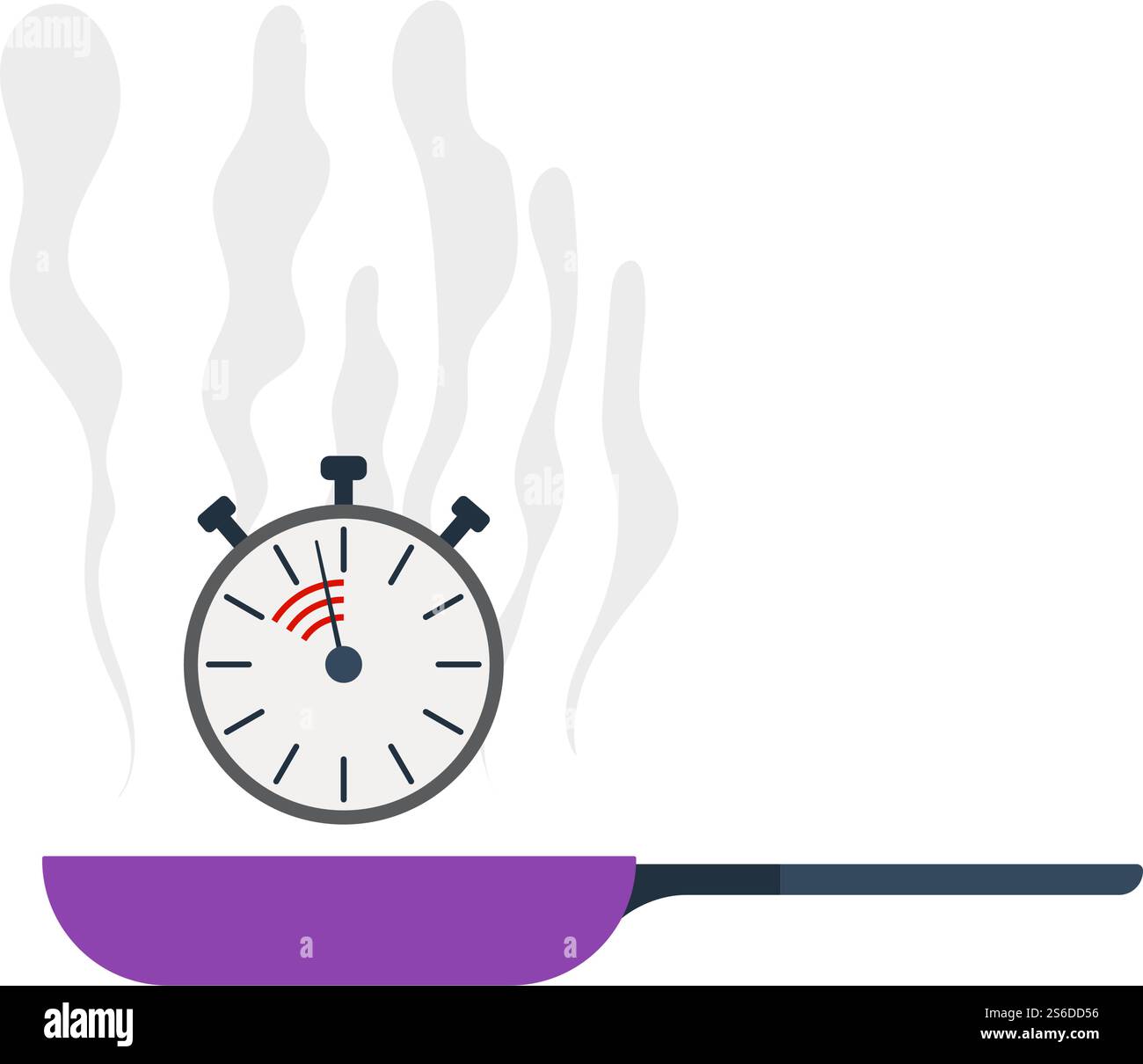Pan With Stopwatch Icon. Flat Color Design. Vector Illustration. Stock Vector