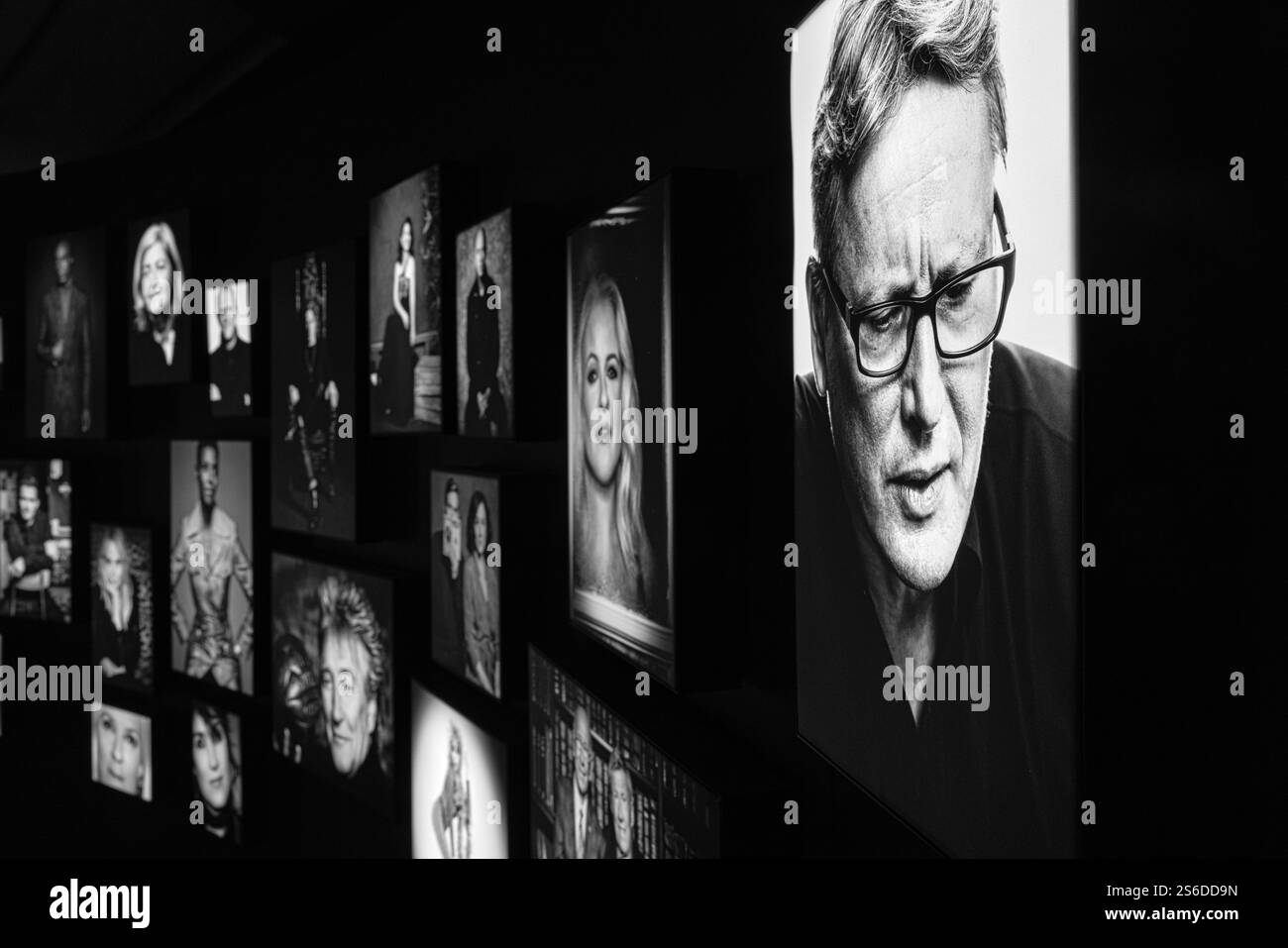 Black-and-white portraits in Zoë Law's 'Legends' exhibition at the National Portrait Gallery in London, Stock Photo