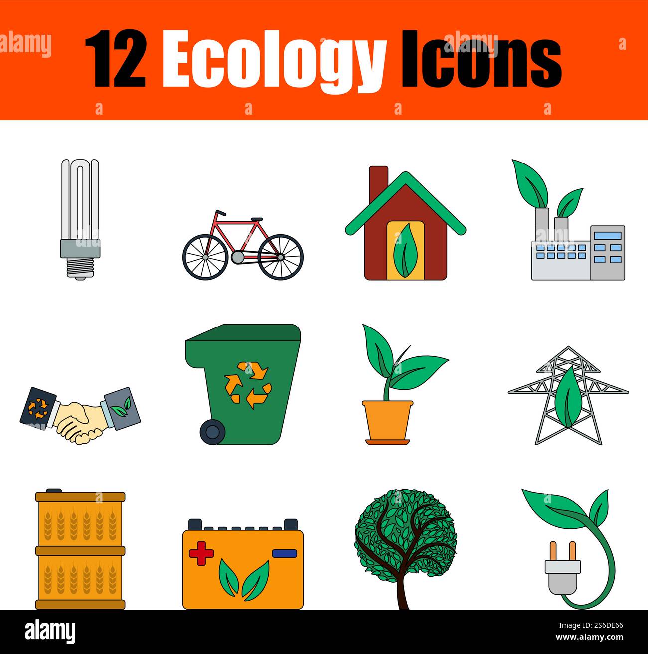 Ecology Icon Set. Flat Color Outline Design With Editable Stroke ...