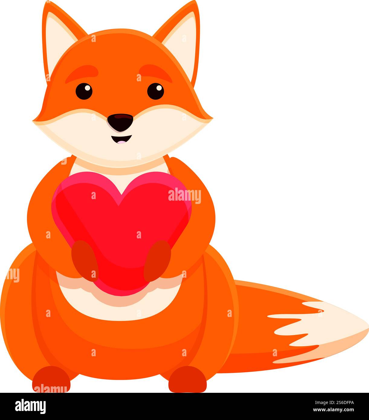 Fox with heart icon. Cartoon of fox with heart vector icon for web ...
