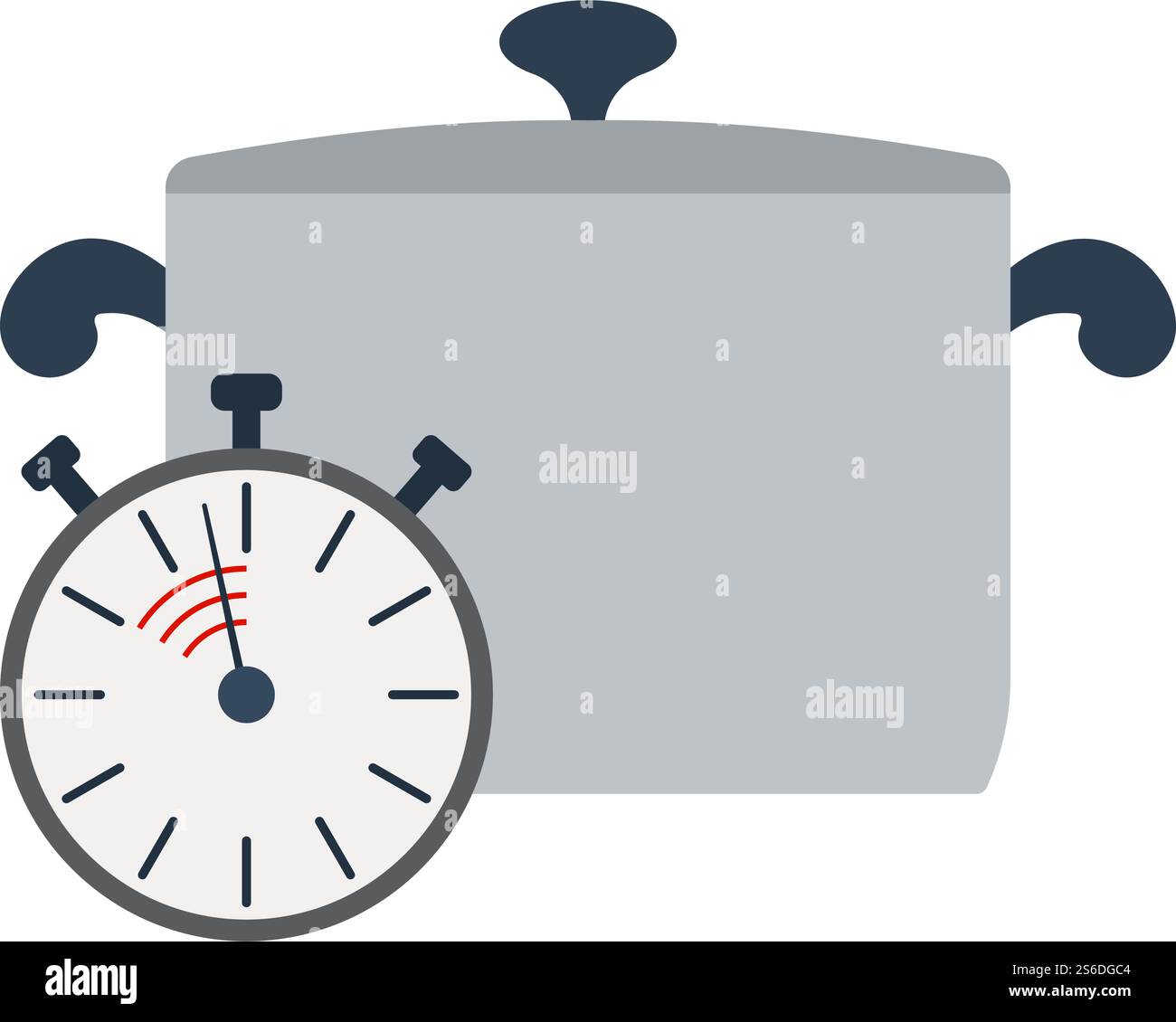 Pan With Stopwatch Icon. Flat Color Design. Vector Illustration. Stock Vector