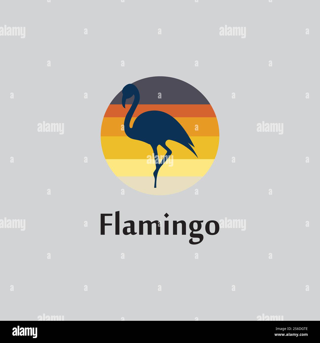 flamingo silhouette scene at sunset logo design vector Stock Vector