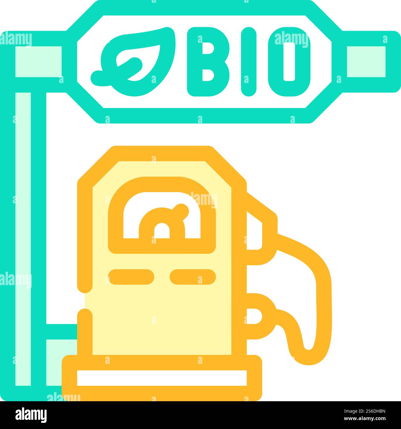 gas station bio fuel line icon vector. gas station bio fuel color sign ...