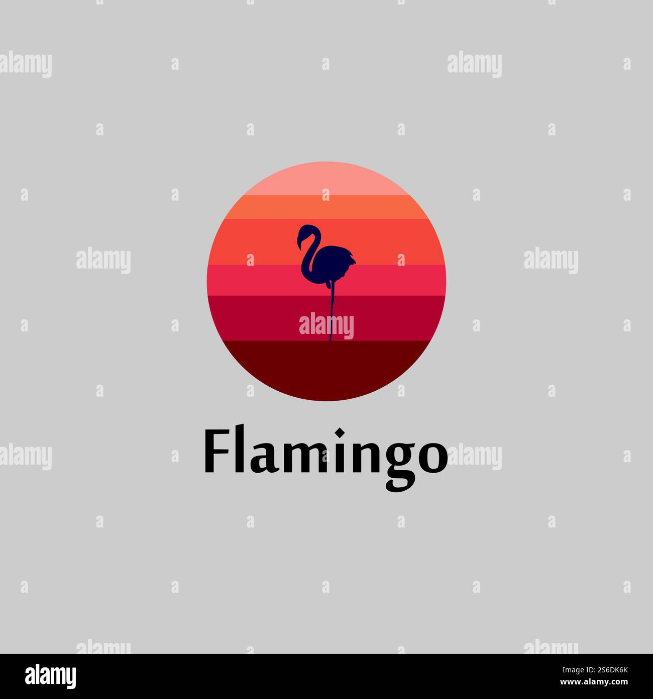 flamingo silhouette scene at sunset logo design vector Stock Vector