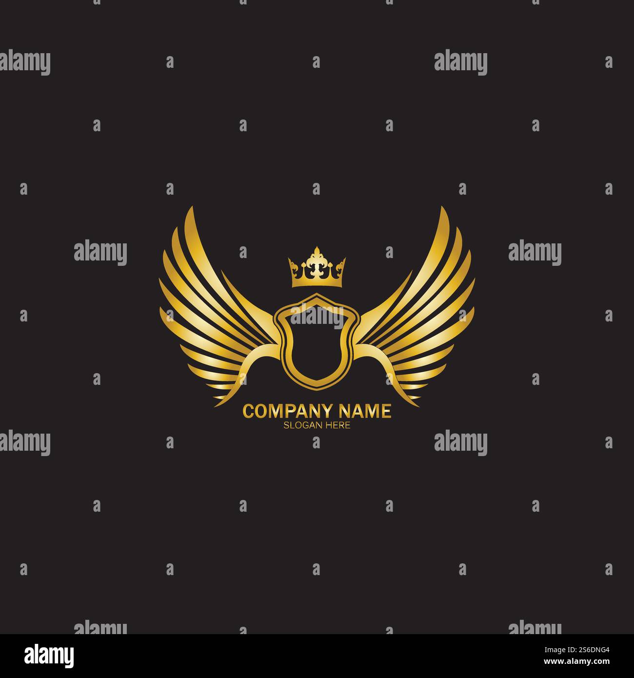 golden winged shield with crown logo / heraldry symbol Stock Vector ...