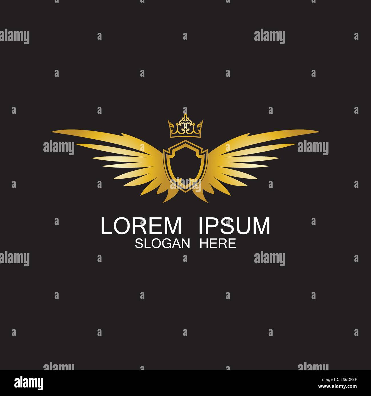 golden winged shield with crown logo / heraldry symbol Stock Vector ...