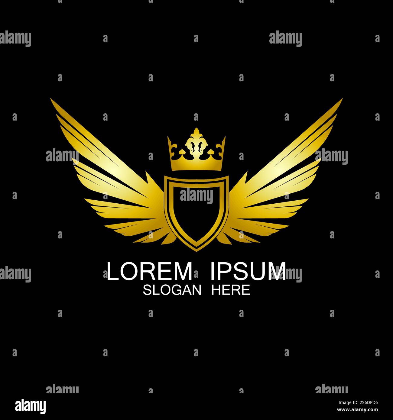 golden winged shield with crown logo / heraldry symbol Stock Vector ...