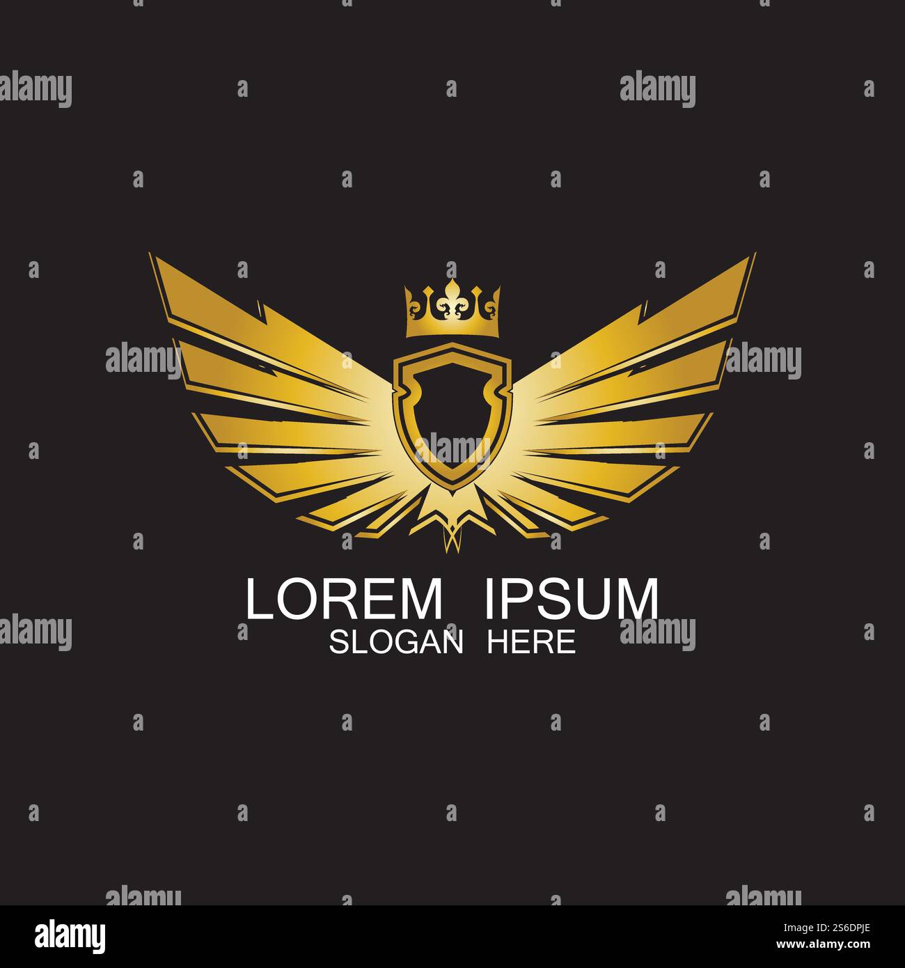 golden winged shield with crown logo / heraldry symbol Stock Vector ...