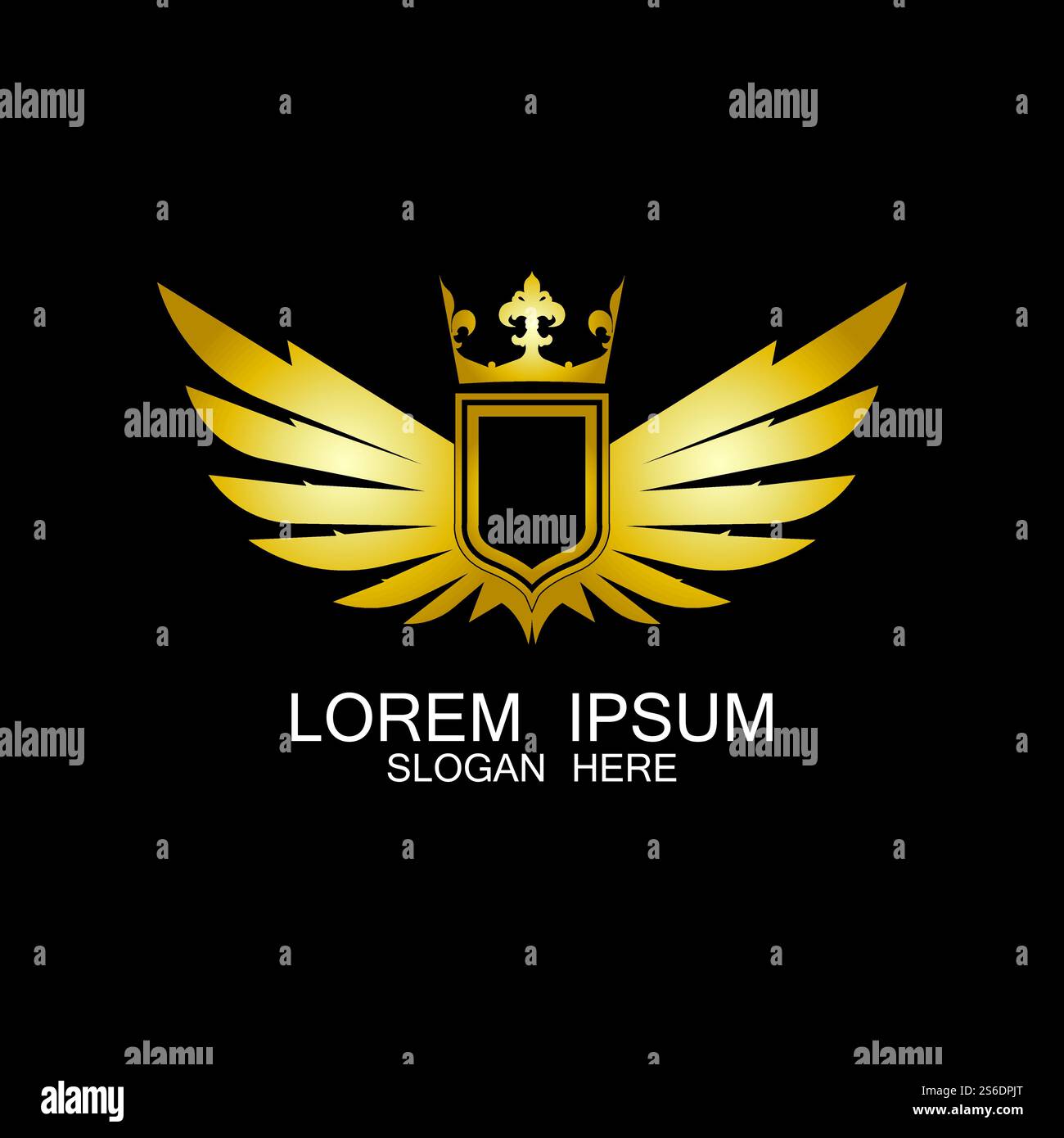 golden winged shield with crown logo / heraldry symbol Stock Vector ...