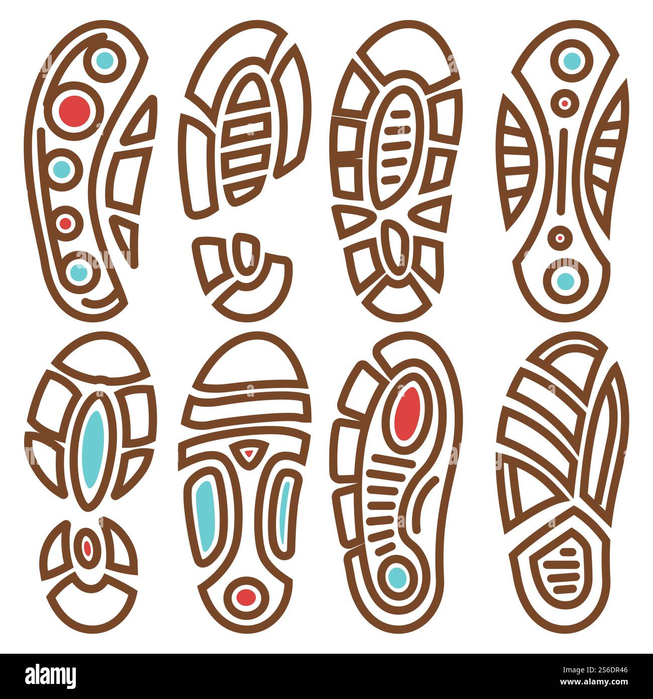 Detailed bootprints, isolated imprints of dirty boots. Grungy and messy ...
