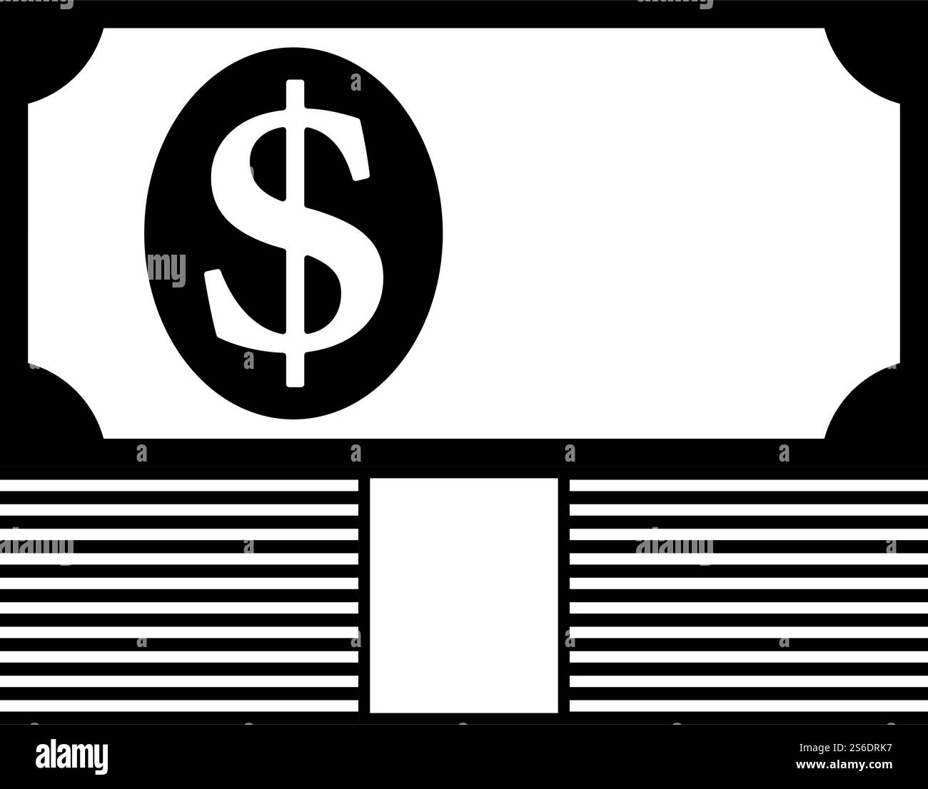Banknote On Top Of Money Stack Icon. Black Glyph Design. Vector Illustration. Stock Vector