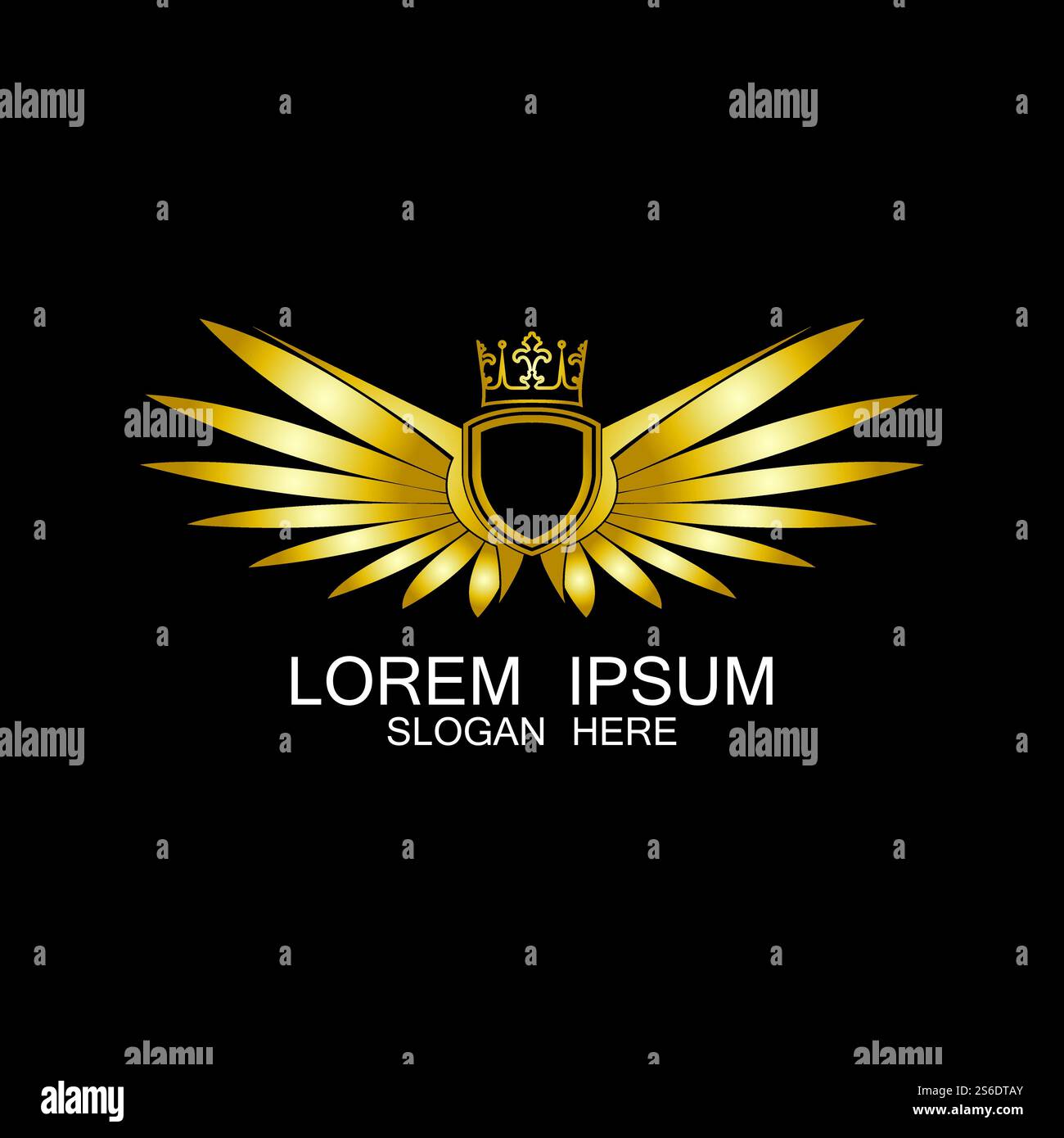 golden winged shield with crown logo / heraldry symbol Stock Vector ...