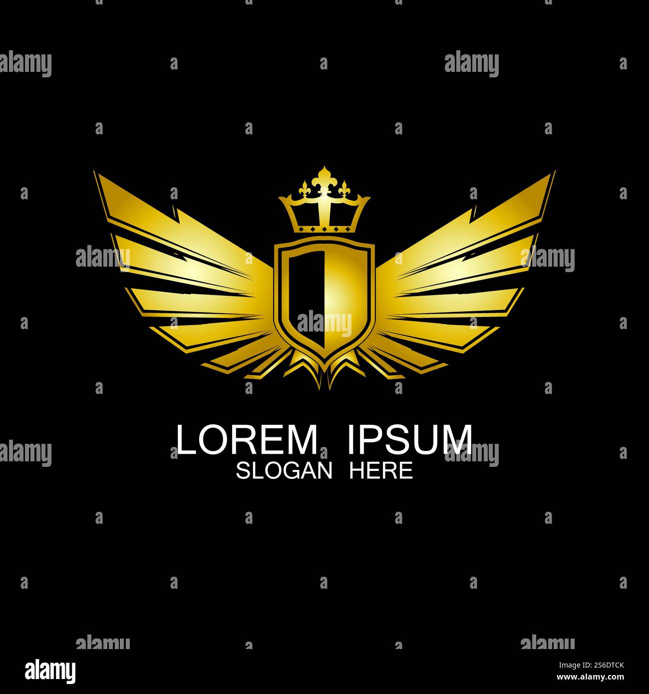golden winged shield with crown logo / heraldry symbol Stock Vector ...