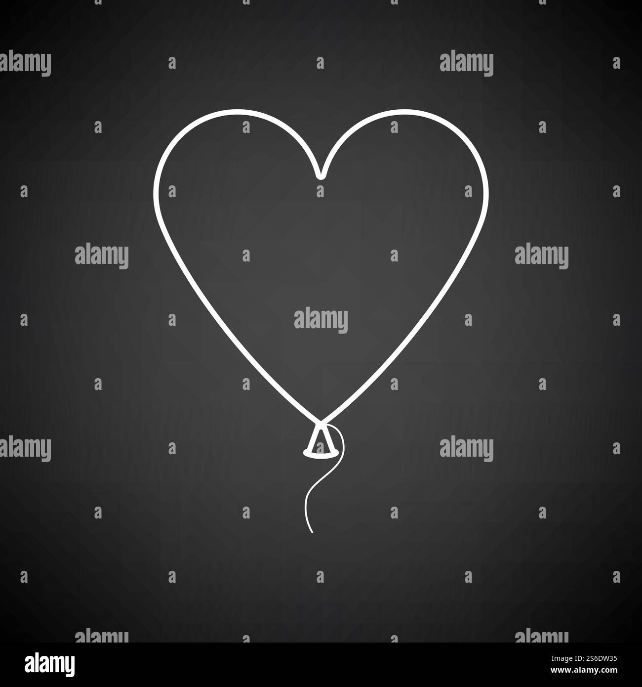Heart Shape Balloon Icon. White on Black Background. Vector ...