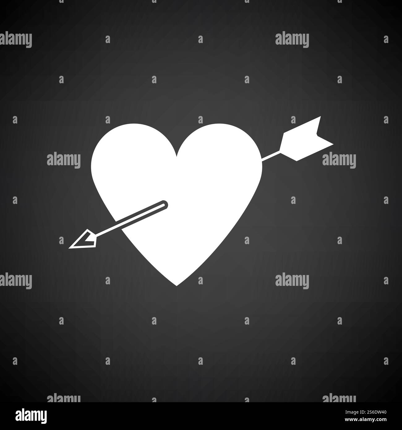 Pierced Heart By Arrow Icon. White on Black Background. Vector ...