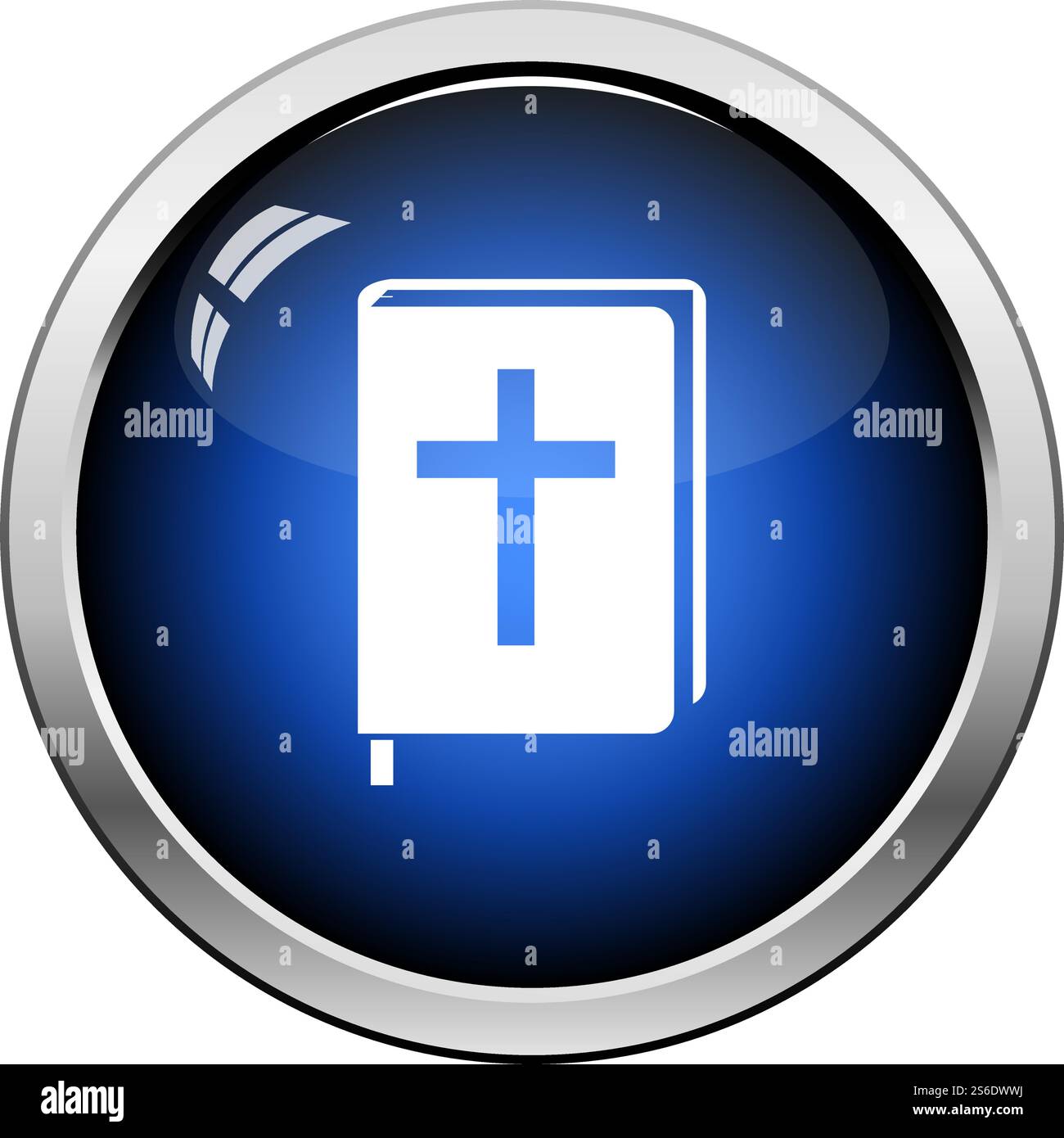 Holly Bible Icon. Glossy Button Design. Vector Illustration. Stock Vector