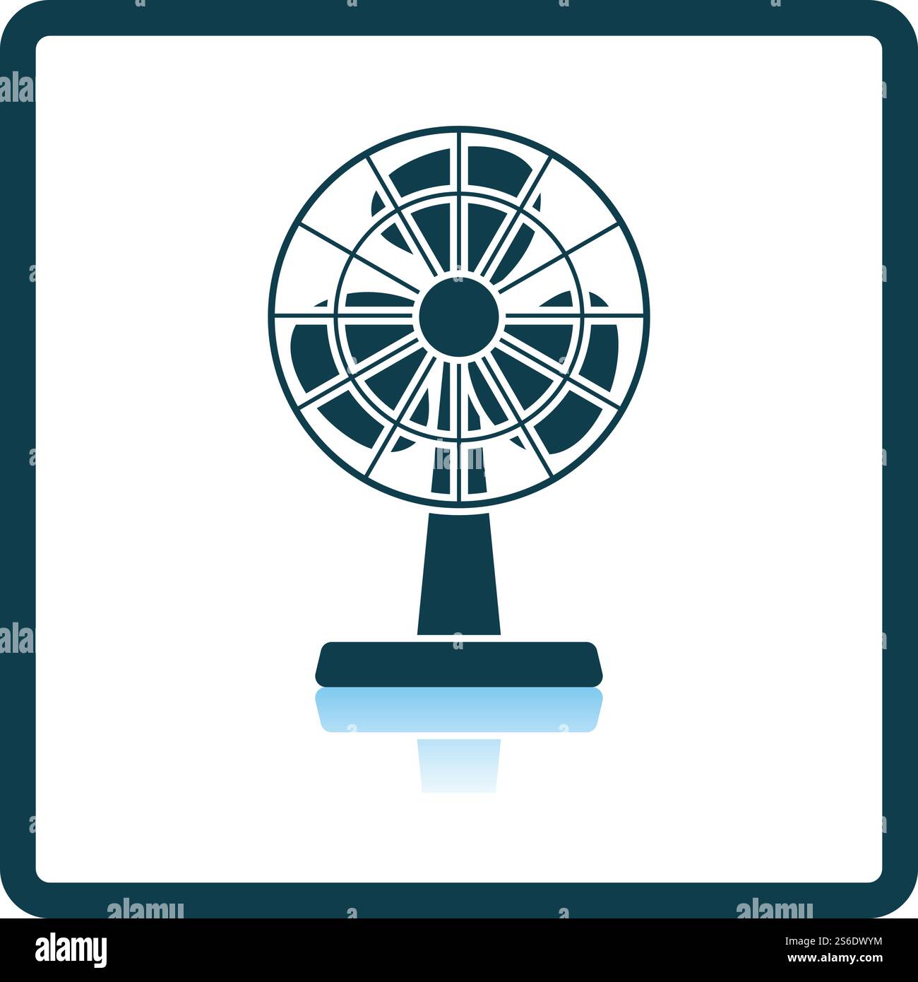Electric Fan Icon. Square Shadow Reflection Design. Vector Illustration. Stock Vector