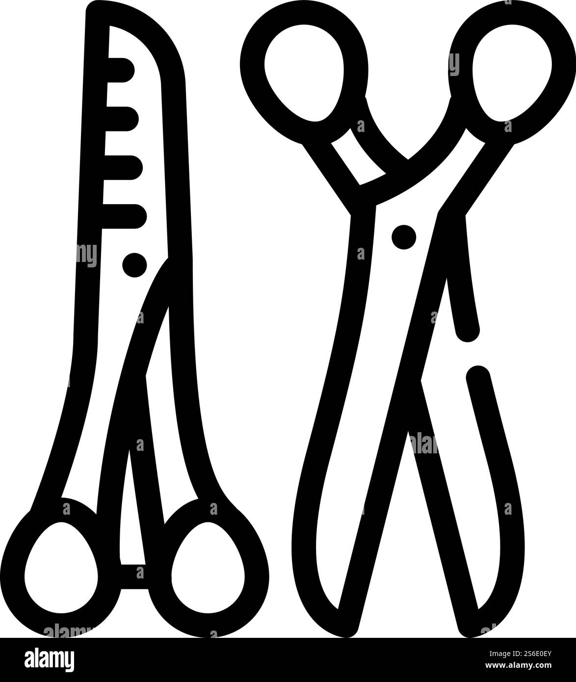 scissors for cut animal hair line icon vector. scissors for cut animal ...
