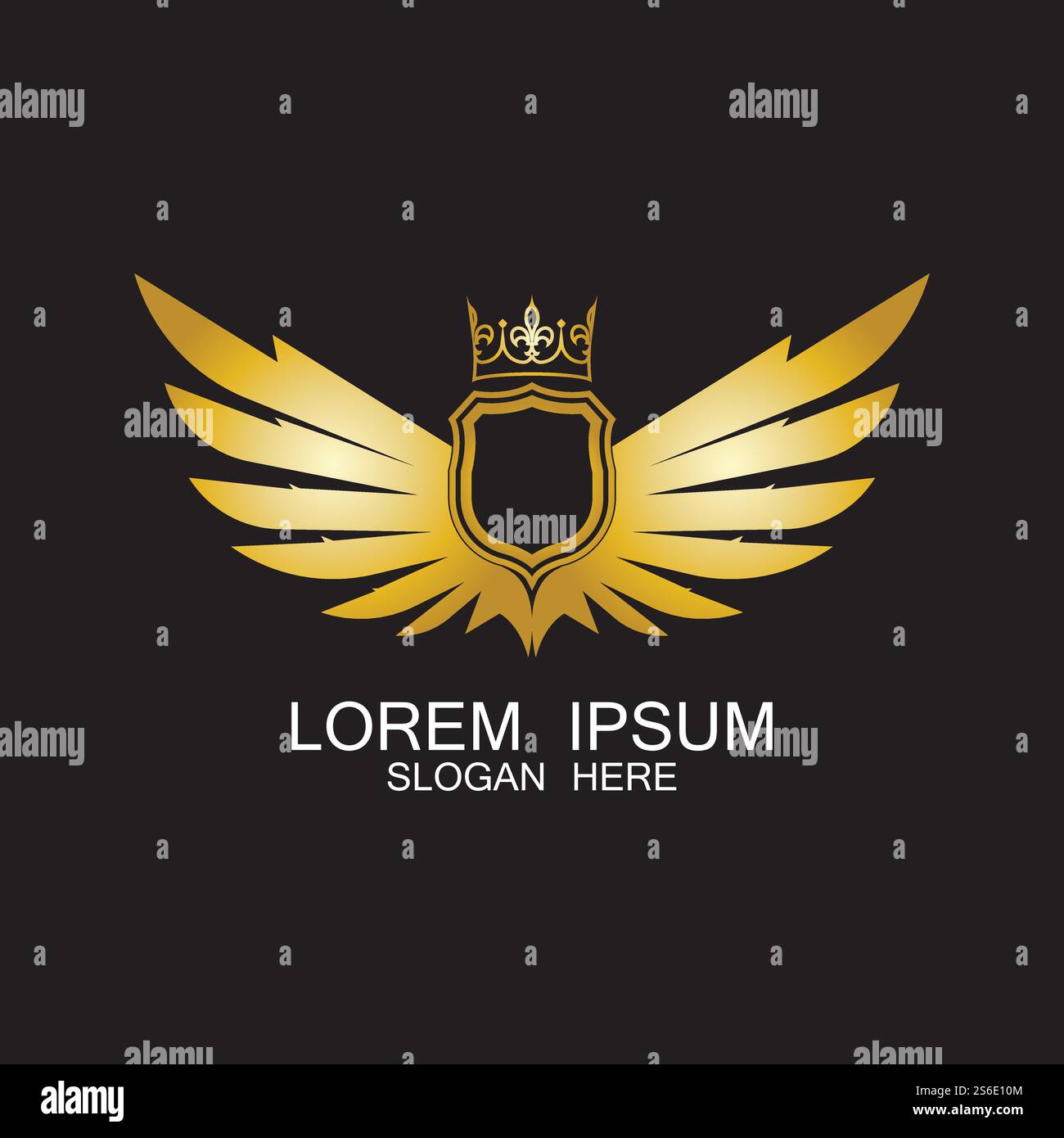 golden winged shield with crown logo / heraldry symbol Stock Vector ...