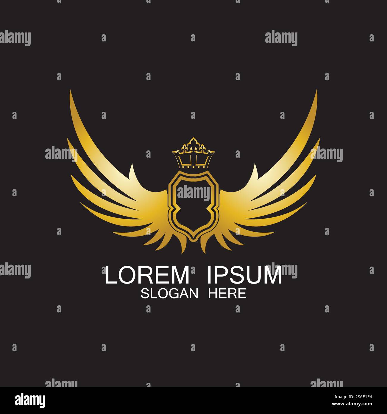 golden winged shield with crown logo / heraldry symbol Stock Vector ...