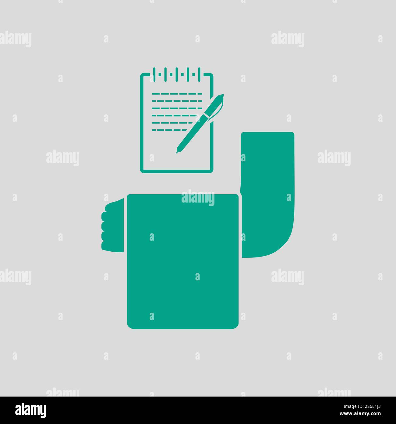 Waiter Take Oder Icon. Green on Gray Background. Vector Illustration. Stock Vector
