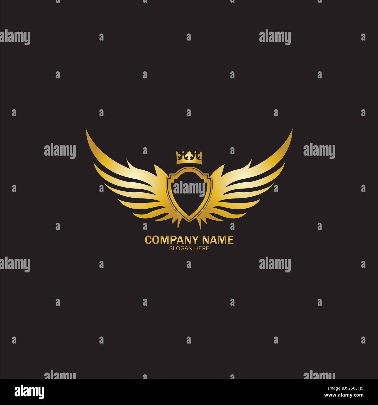 golden winged shield with crown logo / heraldry symbol Stock Vector ...