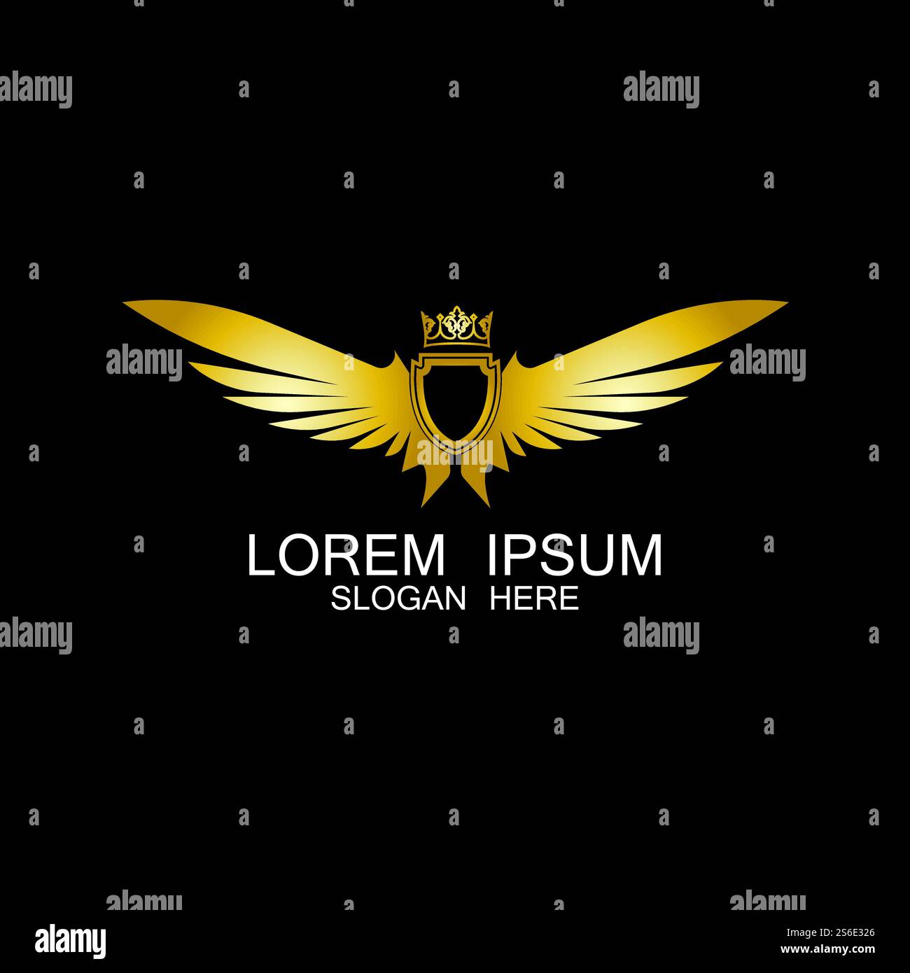 golden winged shield with crown logo / heraldry symbol Stock Vector ...